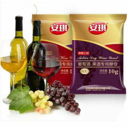 SY RW Yeast Alcohol,Active Dry Wine Yeast White/Red Wine Brewing 10g/Bag