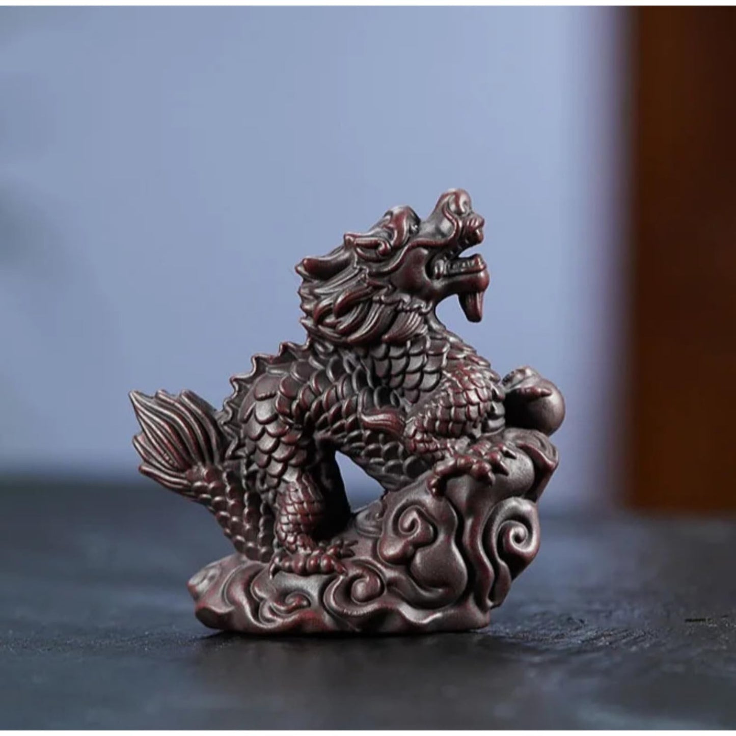 Purple Clay Lucky Cloud Zodiac Dragon Tea Pet 6.9cm Tea Tray Decor Tea Play