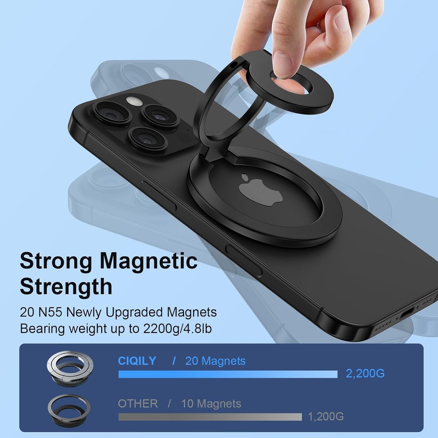 Magnetic Phone Ring Holder for Magsafe Gym Phone Grip Stand Finger Ring Kickstan