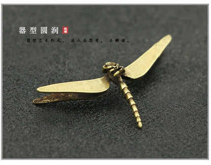 Rare chinese bronze handmade dragonfly statue figure Tea Pet collectable Gift