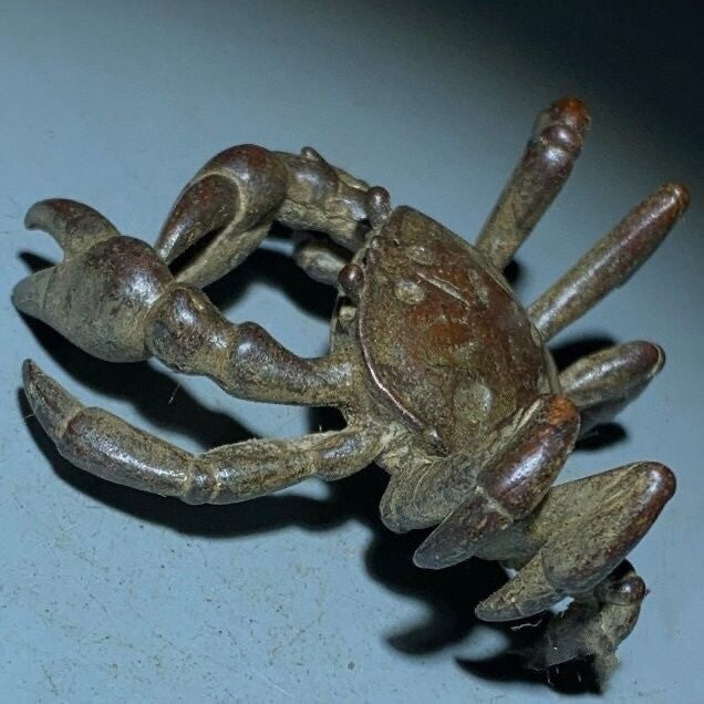 Rare Fortune Art Bronze Crab Figure Statue Collectable Tea Pet Table Decor