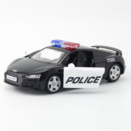 1/36 Audi R8 Police Car Model Metal Diecast Toy Vehicle Toys for Boys Kids Gifts