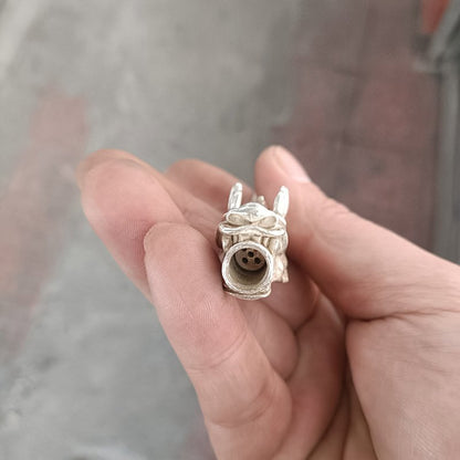 Old Tibet Silver Handcarved Dragon Cigarette Holder Smoking Tool