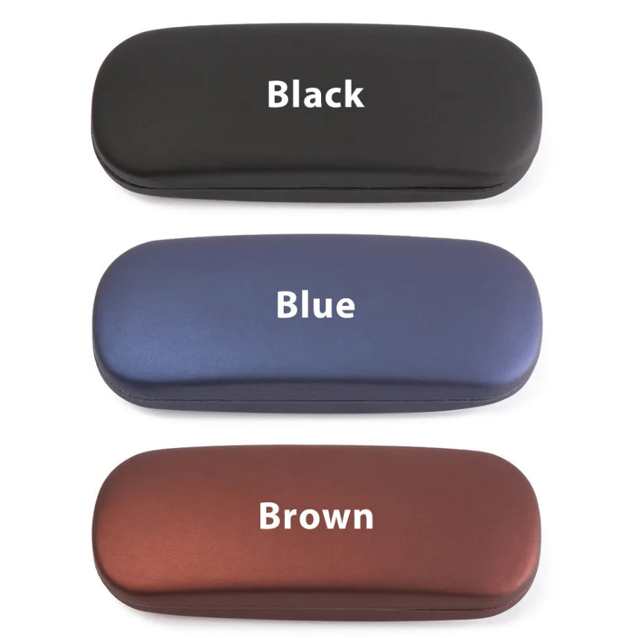 NEW Clam Shell Hard Eyeglasses PU Glasses Case Black w/Microfiber Cleaning Cloth