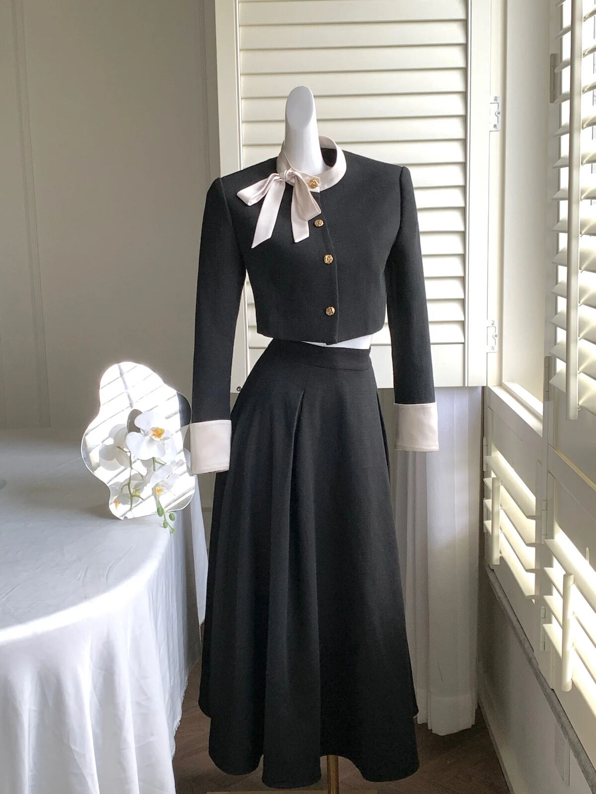 Autumn 2-piece Set Women Breasted Jacket Long Skirt Evening Party Outfits