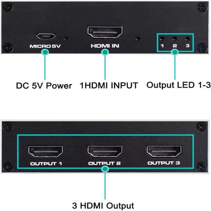 HDMI-Compatible Splitter 4K HDMI Splitter 1 In 3 Out 1x3 For HDTV Converter