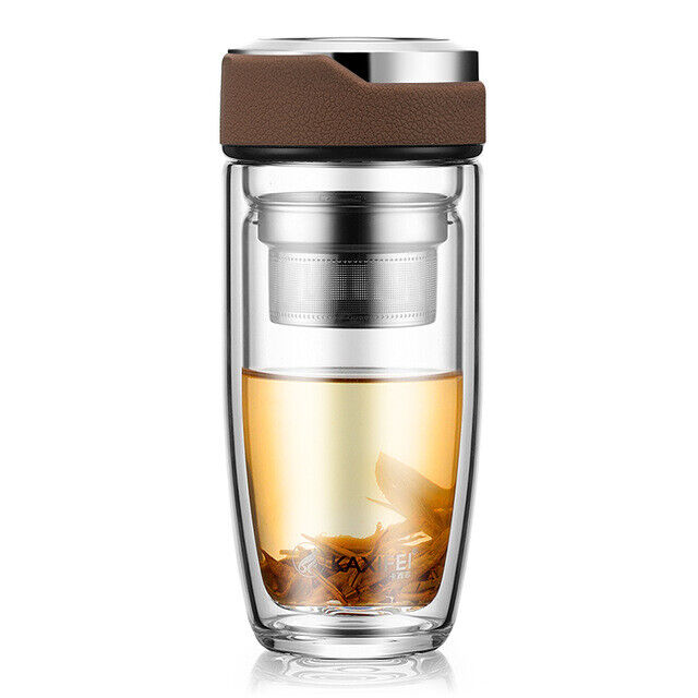 Double Layer Glass Water Bottle Transparent Bottles Stainless Steel Tea Infuser