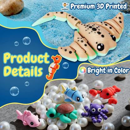 3D Printed Sea Animal Toys - 24Pcs Ocean Animals Figurines Toys for Kids - Flexi