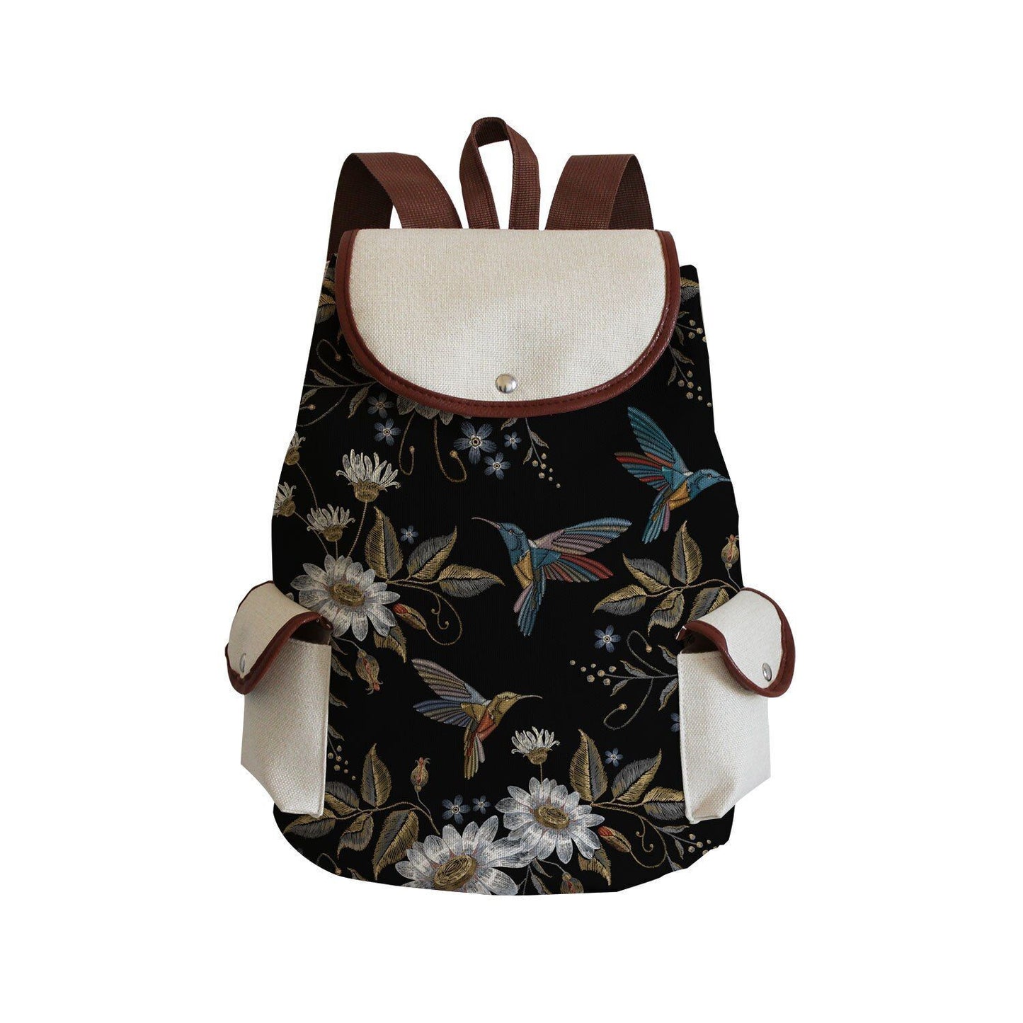 Vintage Drawstring Backpacks Large Practical Portable Linen Shoulders Bags 1 PC