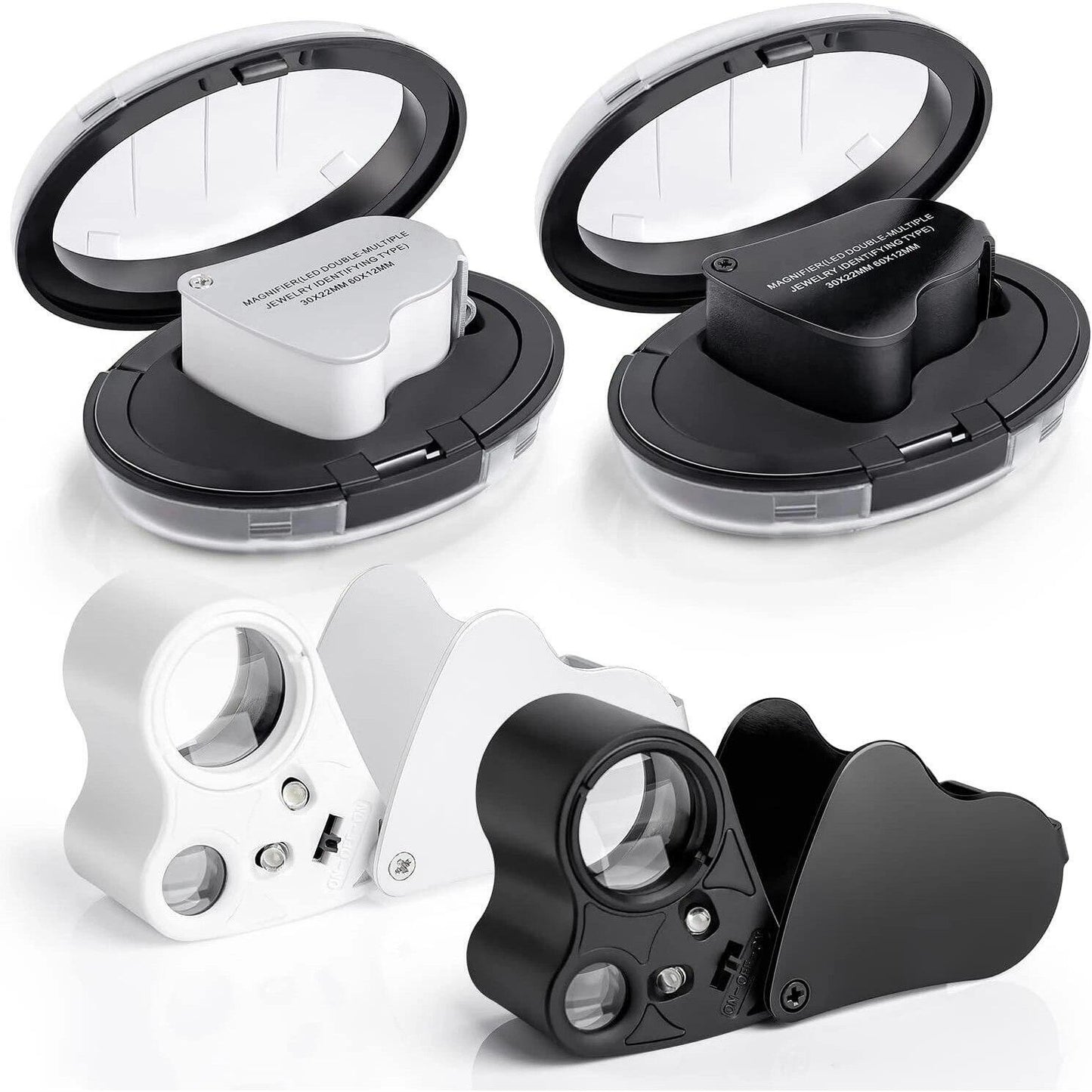 30X 60X Jewelers Loupe Magnifier Jewelry Eye Loop Pocket Magnifying Glass Light