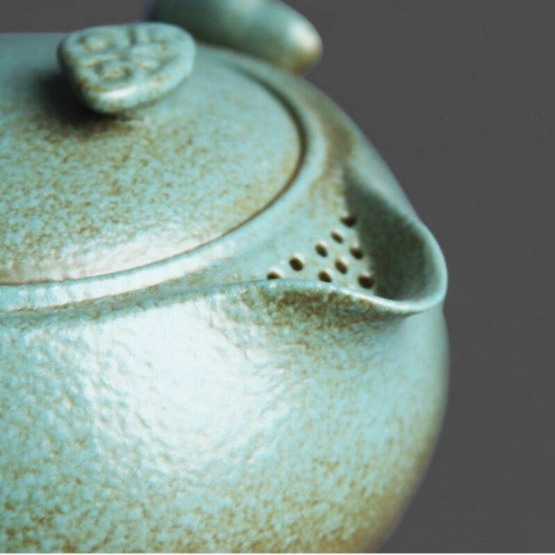 Kiln Change Craft Tea Pot With Lid Tea Infuser Ceramic Crude Pottery Pot 6.8oz