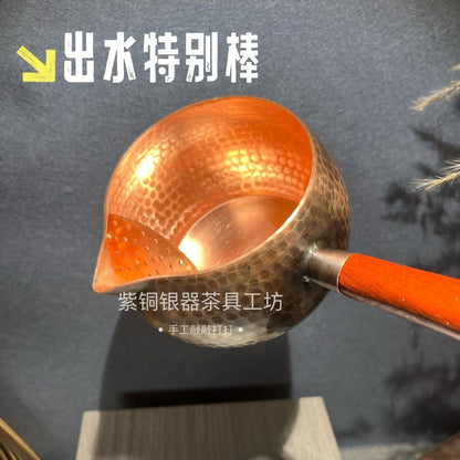 Pure Copper 600ml Side Handle Tea Kettle Hand Hammered
