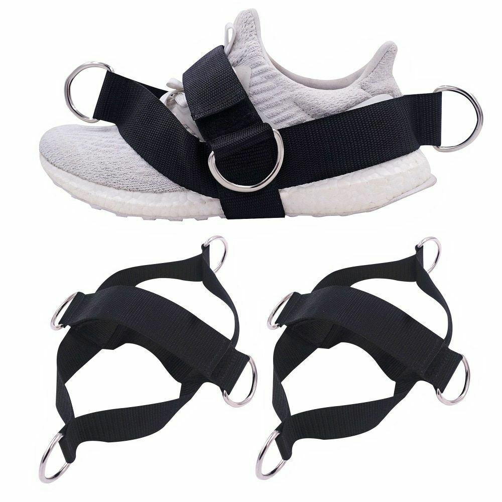 4 D-Rings Ankle Strap Cable Machines Resistance Bands Unisex Fitness Gym Workout