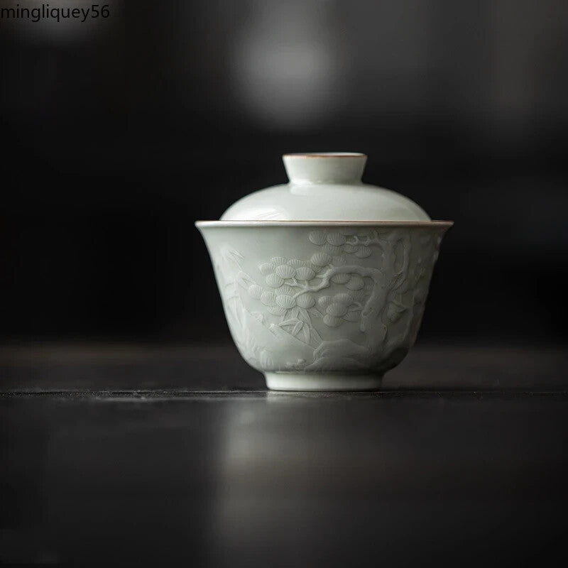 Small Pine Porcelain Plum Gaiwan For Tea Tureen Teaware Cup Chinese Tea