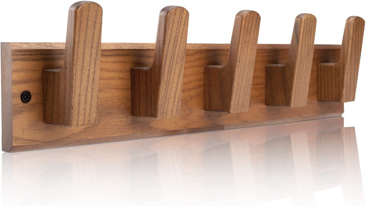 Handmade Wooden Coat Rack Wall Mount 5 Hooks for Hanging Coat Jacket Decoration