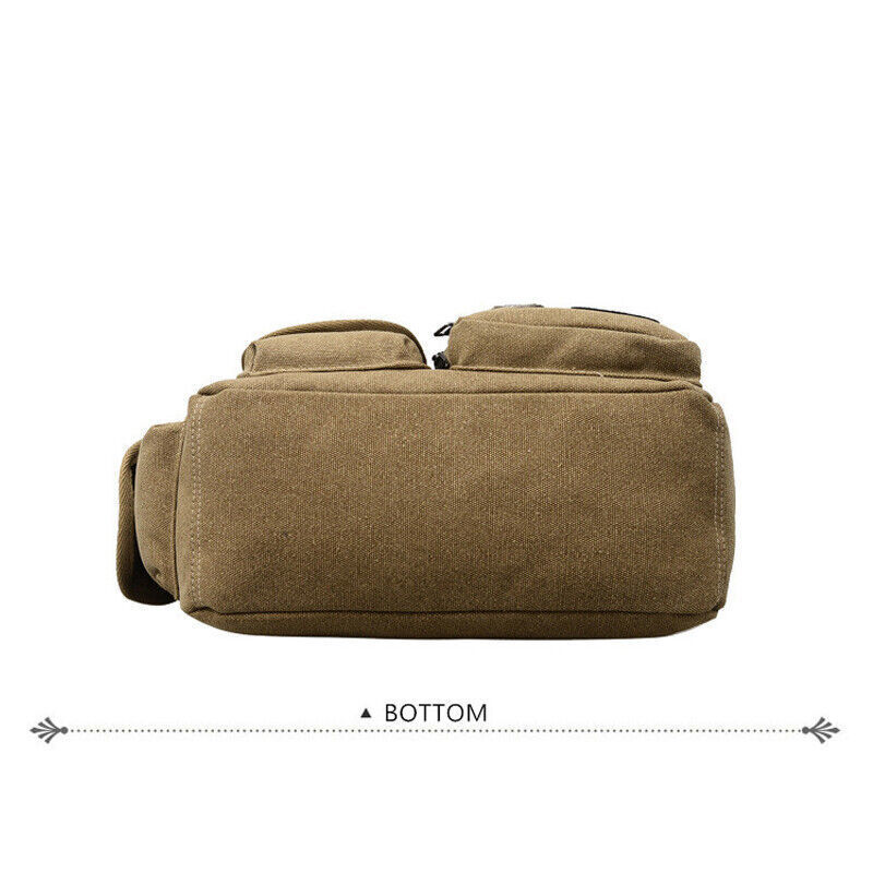 Canvas Sling Bag Men Shoulder Messenger Bag Vintage Crossbody Military Satchel V