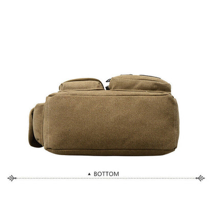 Canvas Sling Bag Men Shoulder Messenger Bag Vintage Crossbody Military Satchel V