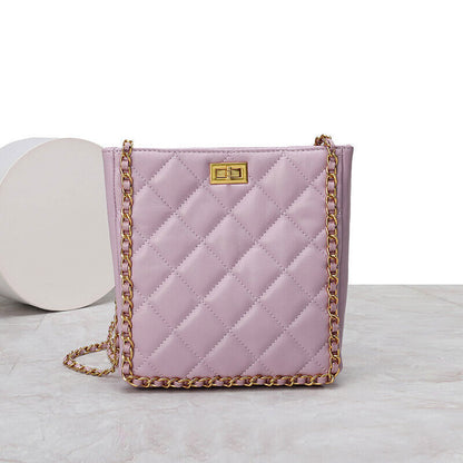 Small Quilted Sheepskin Leather Shoulder Bag Tote Chain Strap Handbag Fashion