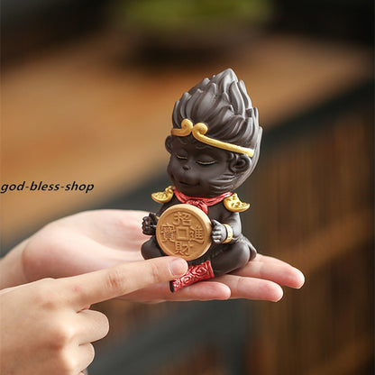 Monkey Statue Yixing Zisha Tea Pet Small Size Safety Wealthy Symbol Purple Clay