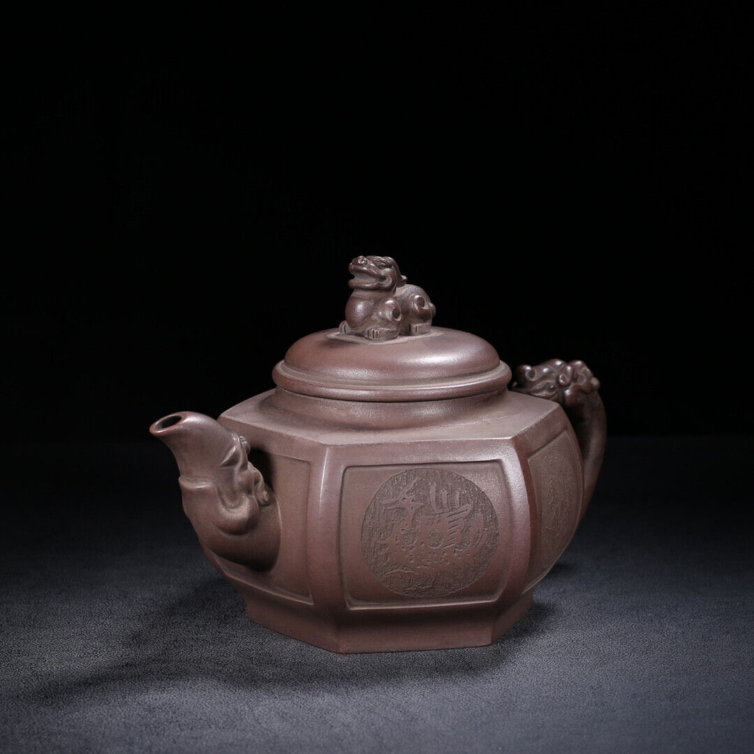 Chinese Yixing Zisha Clay Handmade Exquisite Teapot（六方 底款：徐汉棠）