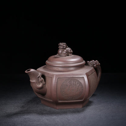 Chinese Yixing Zisha Clay Handmade Exquisite Teapot（六方 底款：徐汉棠）