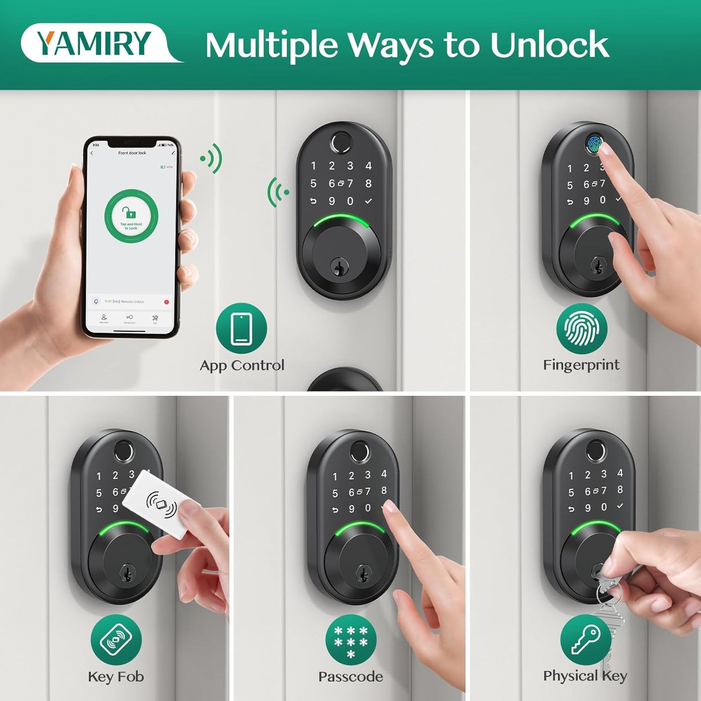 Smart Deadbolt Door Lock with Keypad: Fingerprint Keyless Entry Deadbolt,Digital