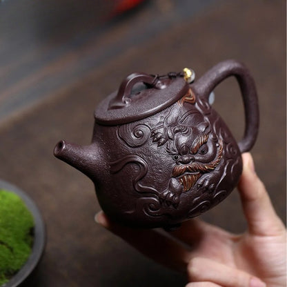 320ml Yixing Purple Clay Handmade Jin Lion Tea Pot Tea Kettle Chinese Teaware
