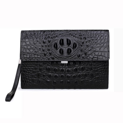 Crocodile Pattern Genuine Cow Leather Envelope Bag Men Clutch Wristlets Bag Men