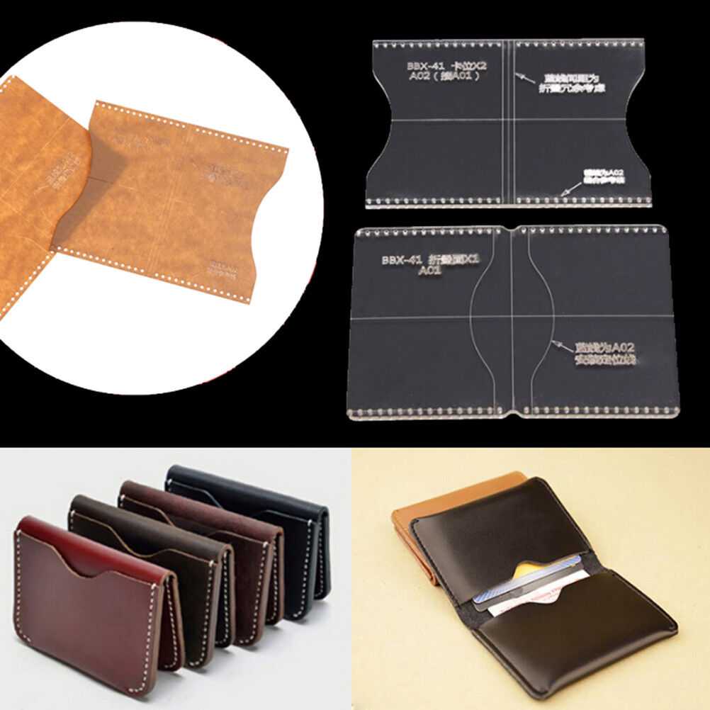 2pcs Acrylic Clear Craft Pattern Template Tool For Leather Wallet Bag-ca