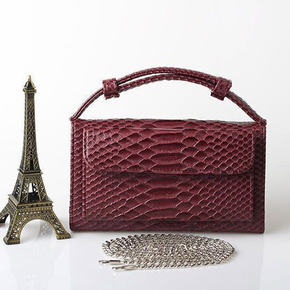 Leather Clutch Crossbody Bag Gold Luxury Serpentine Clutch Purse Messenger Bags