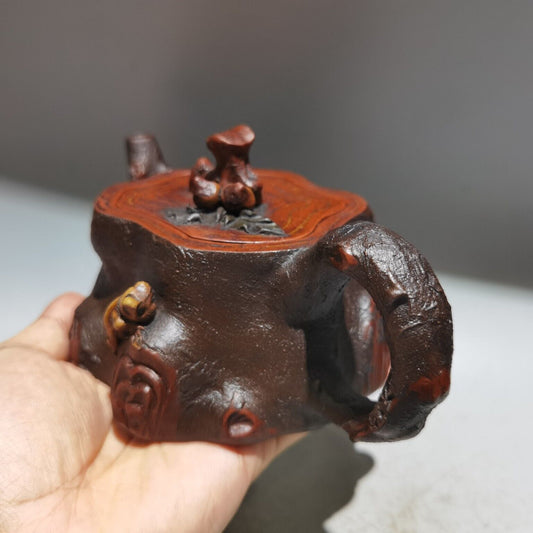 vintage chinese yixing purple clay teapot zisha ceremony carving Collectible art
