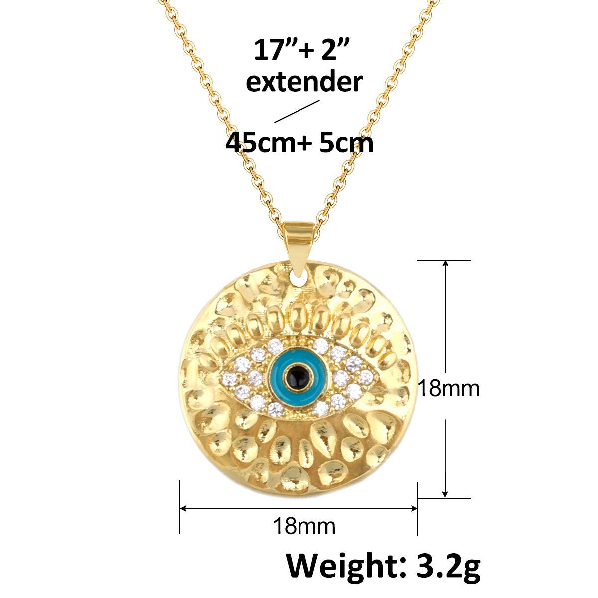 Turkish Blue Evil Eye Pendant Copper Zircon Charm Plated Eco Friendly DIY