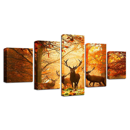 HD 5 collage red maple forest elk decorative painting oil painting