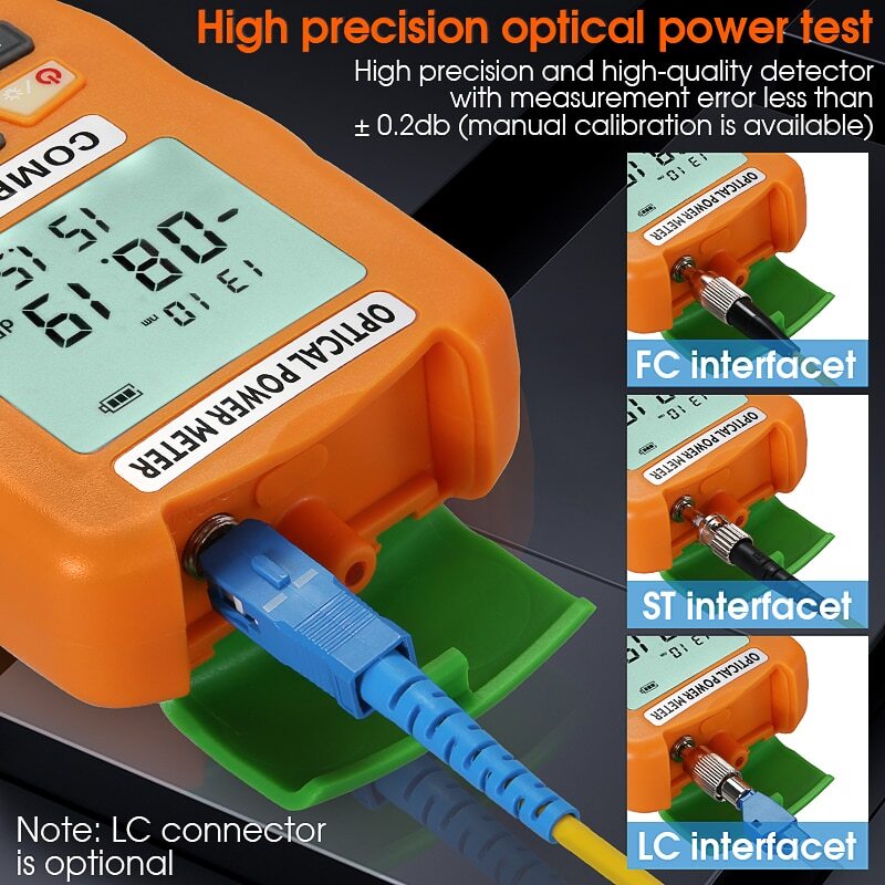 Mini 2 In 1 Optical Power Meter Optical Fiber Tester with LED Lighting -50+26dBm
