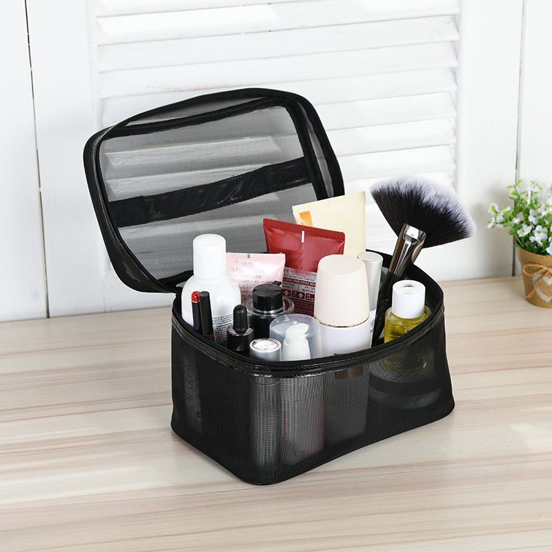 Mesh Transparent Makeup Bag Travel Cosmetic Bag Organizer Case Wash Toiletry Bag