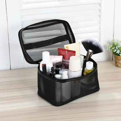 Mesh Transparent Makeup Bag Travel Cosmetic Bag Organizer Case Wash Toiletry Bag