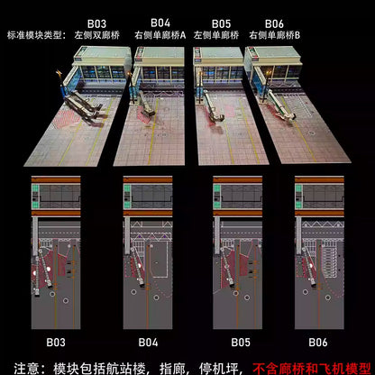 1/200 Airplane Airport Module Terminal Apron Model with Lighting
