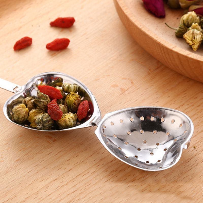 Tea Infuser Stainless Steel Heart Shape Spoon Tea Strainer Herbal Filter Handle