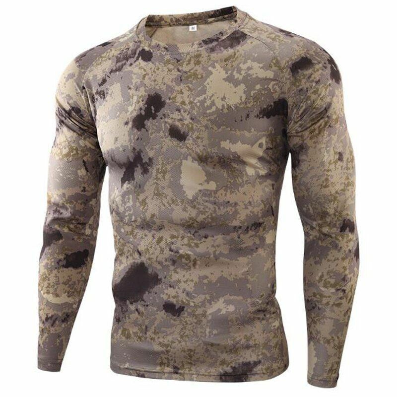 Tactical Camouflage T-Shirt Breathable Long Sleeve Outdoor Sport Hunting Camping