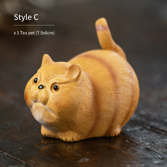 Yixing Purple Clay Tea Pet Cute Cat Tea Ceremony Accessories