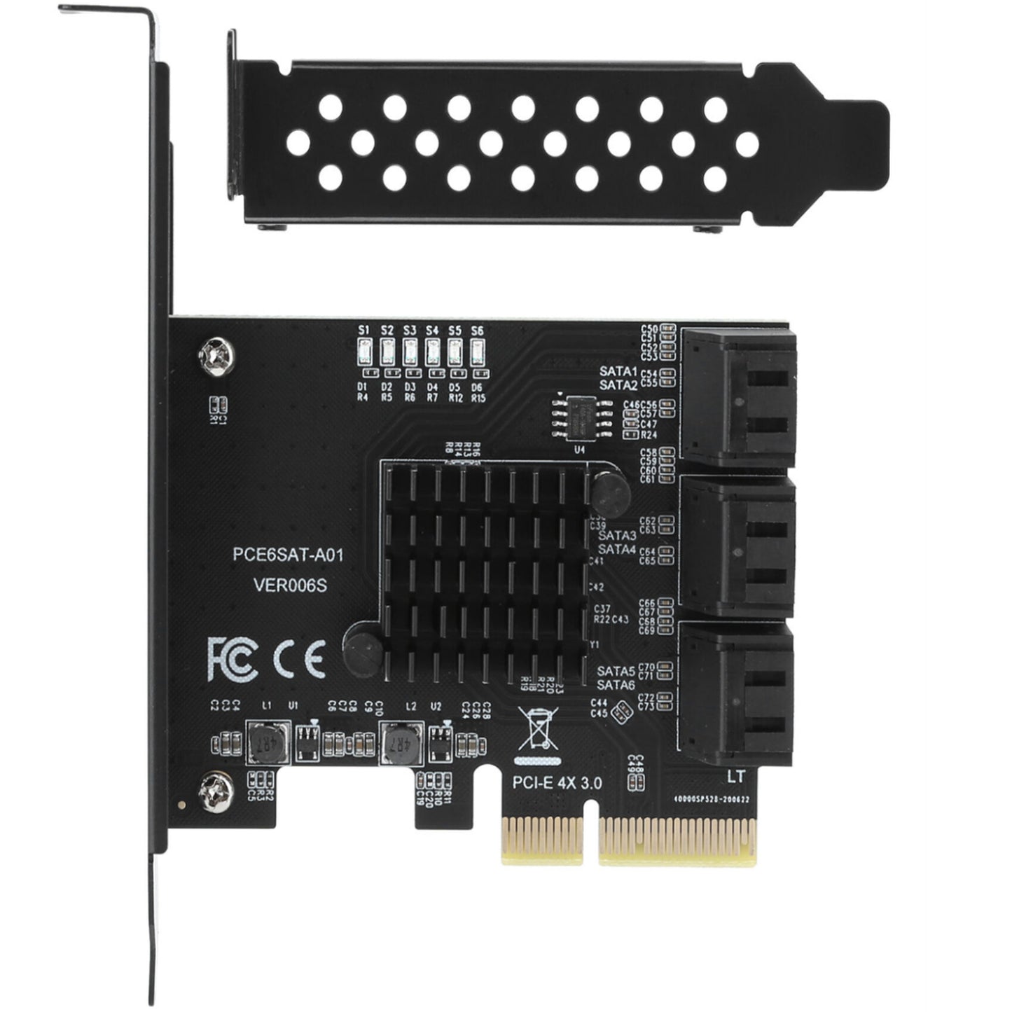PCI-E Express to 6 Ports SATA 3.0 Controller Expansion Card Adapter 6Gbps for PC