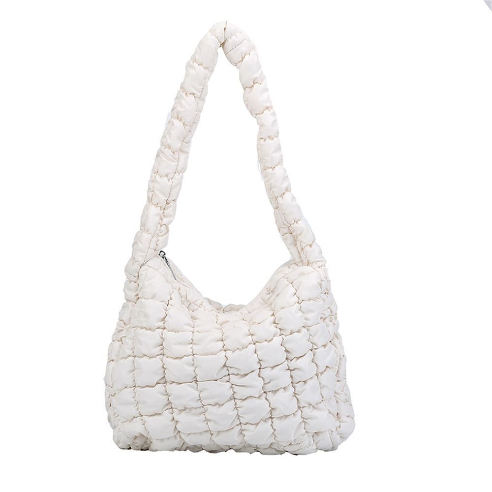Vegan Crossbody Bags Quilted Pleated Shoulder Tote Bag Versatile Large Handbag