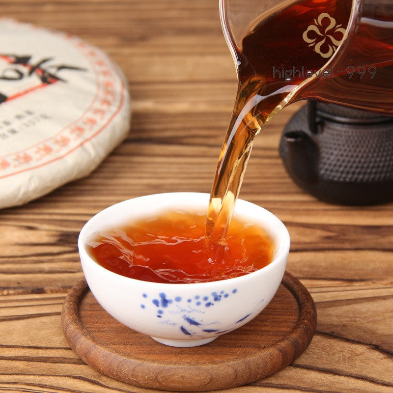 357g Ripe Pu'er Tea Cake Dry Stored Yunnan Menghai Aged Rich Compressed Tea