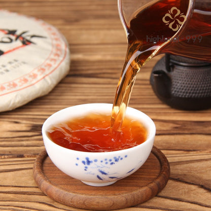 357g Ripe Pu'er Tea Cake Dry Stored Yunnan Menghai Aged Rich Compressed Tea