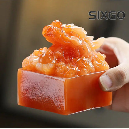 Chinese Resin Color Changing Tea Pet Dragon Imperial Seal Feng Shui Ornament