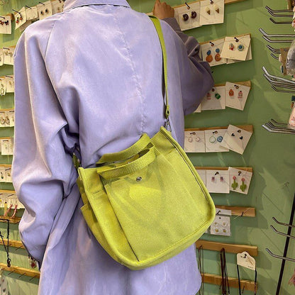 Fashion Handbag Canvas Casual Tote Student Shoulder Bag Solid Color Messenger