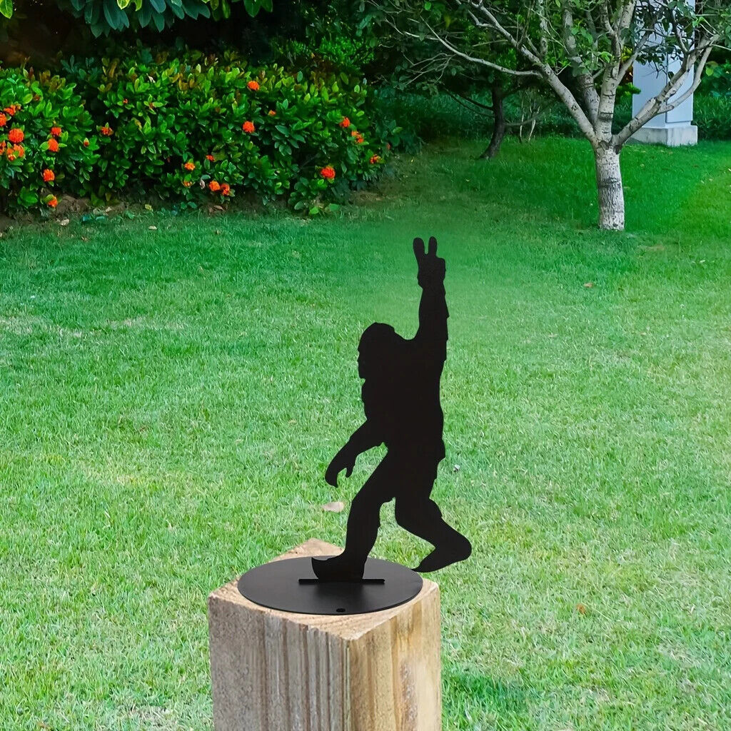 Funny Gorilla Metal Silhouette Garden Stake For Fence Top, Lawn