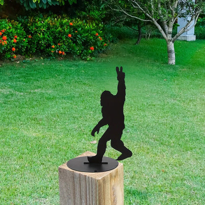 Funny Gorilla Metal Silhouette Garden Stake For Fence Top, Lawn
