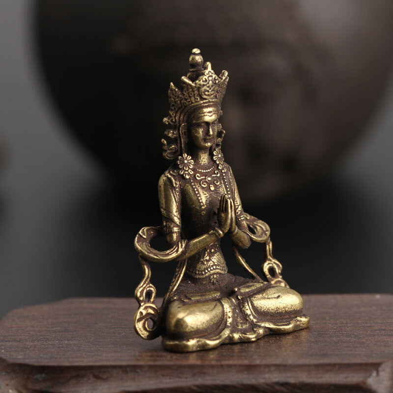 Chinese Collection old Asian Brass guanyin tara godness Exquisite statue