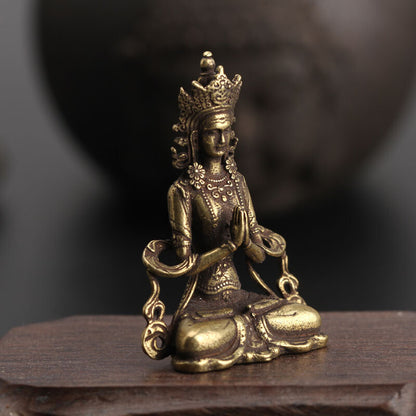 Chinese Collection old Asian Brass guanyin tara godness Exquisite statue